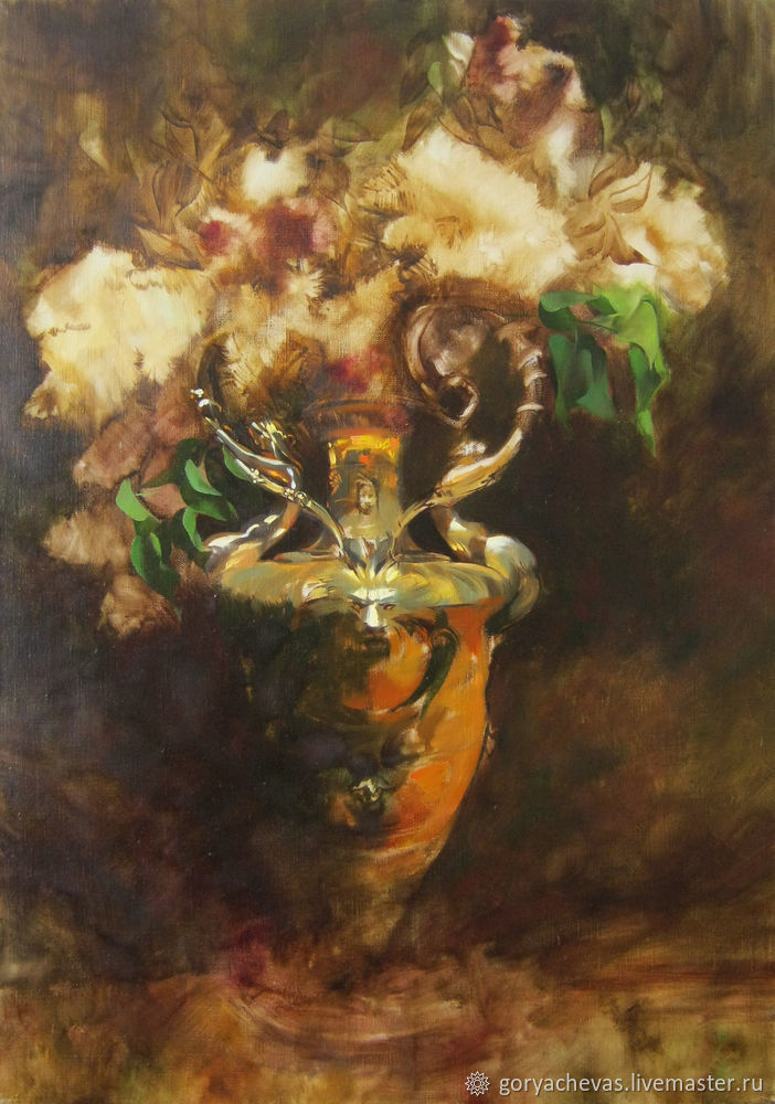 Рисуем картину «Сирень в золотой вазе» в технике многослойной масляной живописи, фото № 4