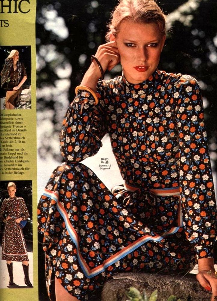 мода 1974 года. белое пальто с большим воротником бурда моден. бурда офисное платье. журнал мод для полных. бурда нарядные платья.