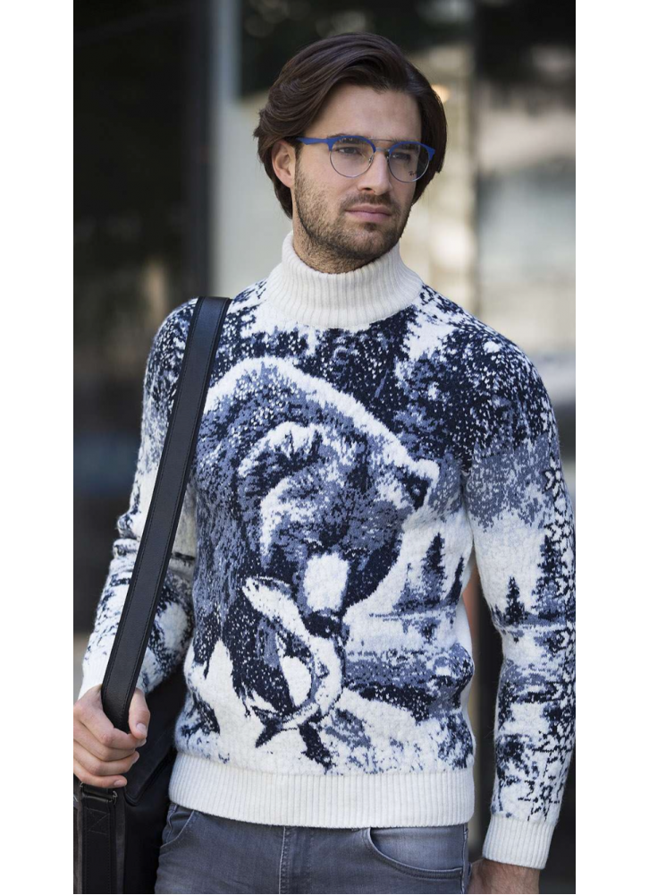 Материалы для вязания мужского свитера в военном стиле: