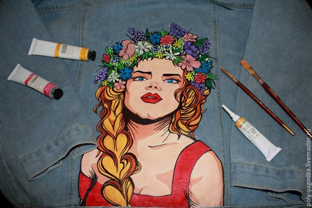 Декорируем джинсовую куртку изображением девушки-славянки в стиле поп-арт, фото № 14