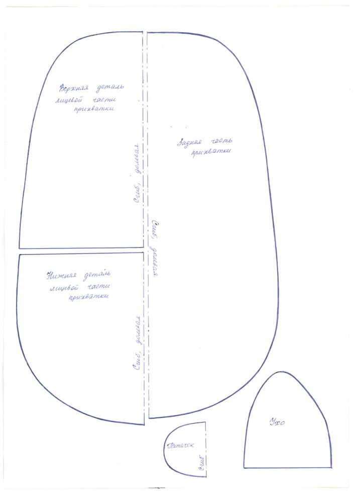 Выкройка прихватки для кухни