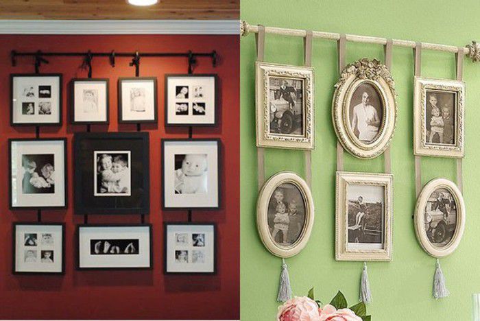 Как развесить фотографии на стене без рамок и гвоздей
