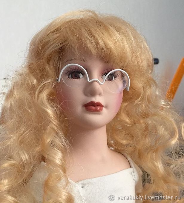 Очки для куклы со стеклом, пластик, 8,5 см, 1шт, желтый