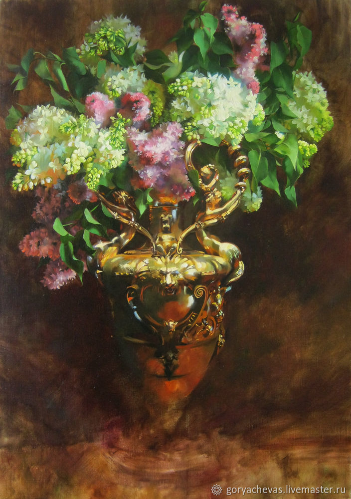 Рисуем картину «Сирень в золотой вазе» в технике многослойной масляной живописи, фото № 12