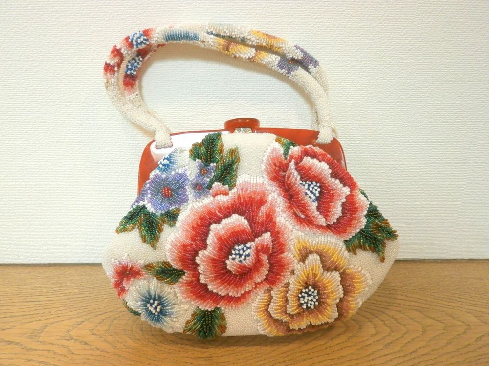 Japanese Vintage Beaded bag, Free Shipping
