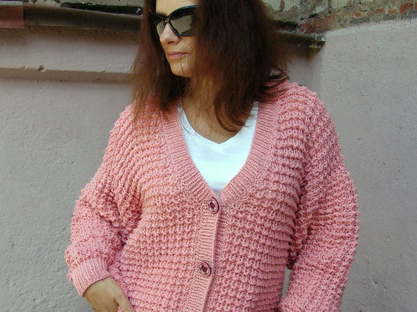 Новинка: розовый кардиган оверсайз | Ярмарка Мастеров - ручная работа, handmade